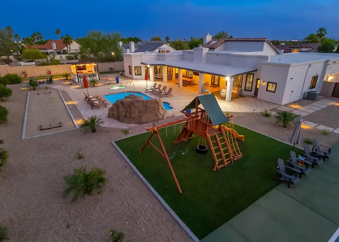 Villa Luxury Oasis Slide Pool Pickleball Game