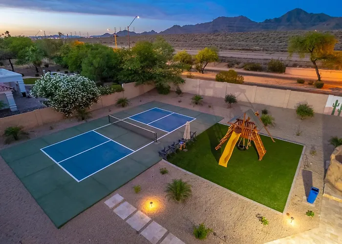 Luxury Oasis Slide Pool Pickleball Game Villa