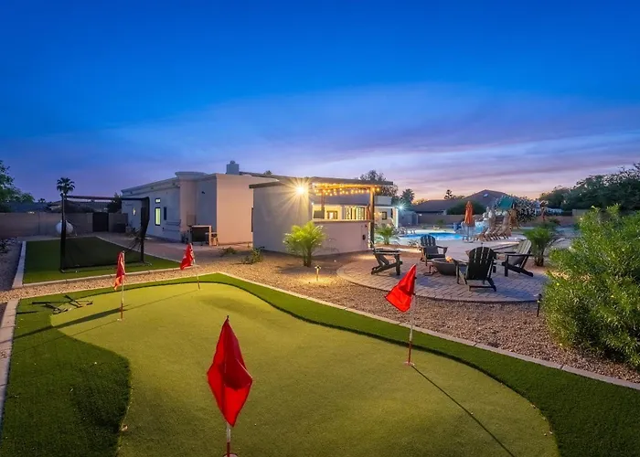 Luxury Oasis Slide Pool Pickleball Game Scottsdale