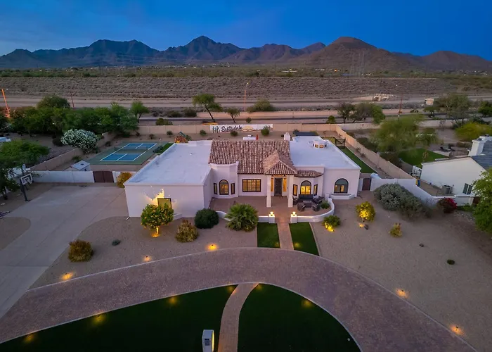 Luxury Oasis Slide Pool Pickleball Game Villa