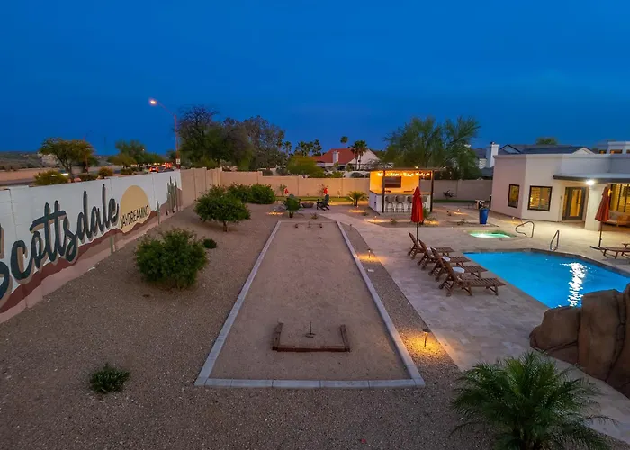Luxury Oasis Slide Pool Pickleball Game Scottsdale