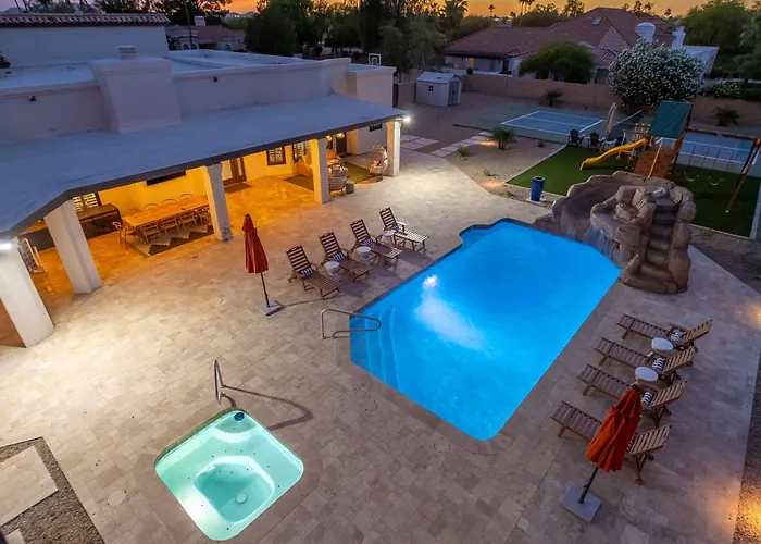 Luxury Oasis Slide Pool Pickleball Game Villa *