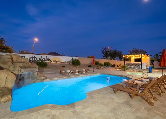 Luxury Oasis Slide Pool Pickleball Game Villa Scottsdale