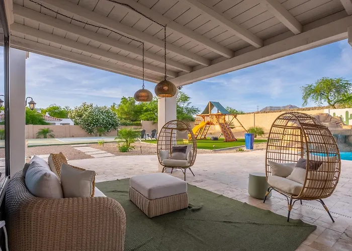 Luxury Oasis Slide Pool Pickleball Game Villa Scottsdale