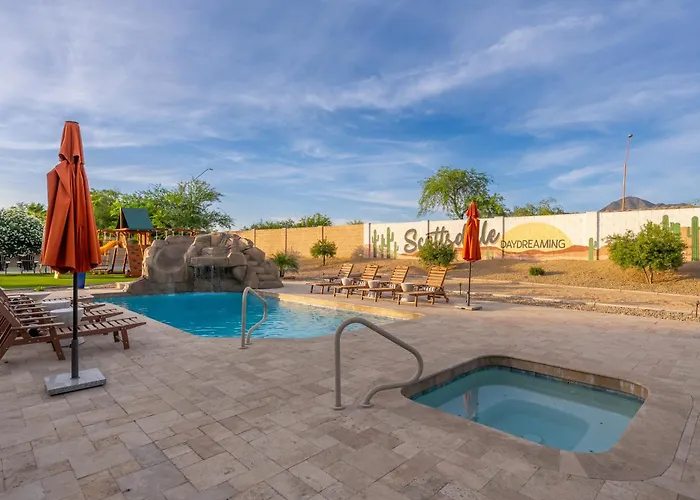 Luxury Oasis Slide Pool Pickleball Game Villa
