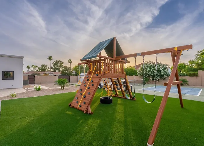Villa Luxury Oasis Slide Pool Pickleball Game *